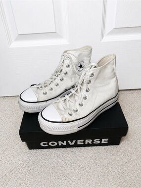 Converse White High Top Platform Sneakers